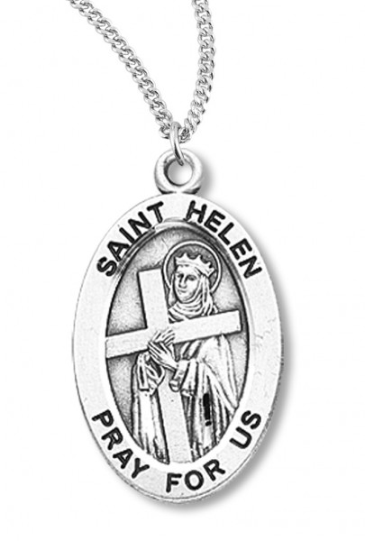 Women's St. Helen Necklace Oval Sterling Silver with Chain Options - 20" 2.2mm Stainless Steel Chain with Clasp