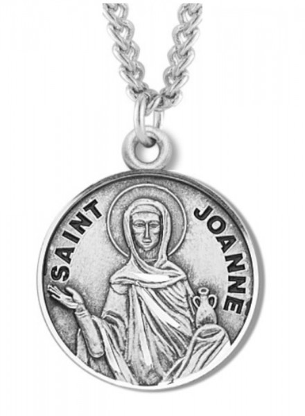 Women's St. Joanne Necklace Round Sterling Silver with Chain Options - 20" 2.2mm Stainless Steel Chain with Clasp