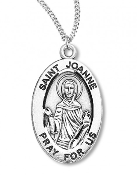 Women's St. Joanne Necklace Oval Sterling Silver with Chain Options - 18" 1.8mm Sterling Silver Chain + Clasp