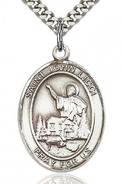 St. John Licci Medal, Sterling Silver, Large - 24" 2.4mm Rhodium Plate Endless Chain