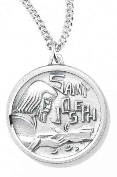 Women's St. Joseph Necklace, Sterling Silver with Chain Options - 20" 2.2mm Stainless Steel Chain with Clasp