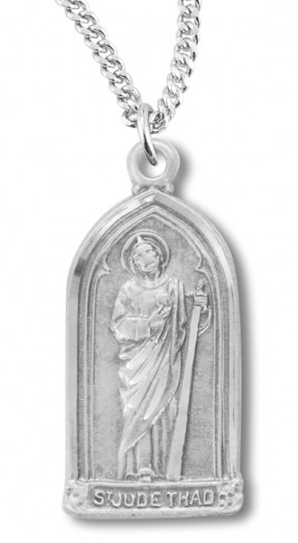 Women's Sterling Silver Saint Jude Gothic Necklace with Chain Options - 20" 1.8mm Sterling Silver Chain + Clasp