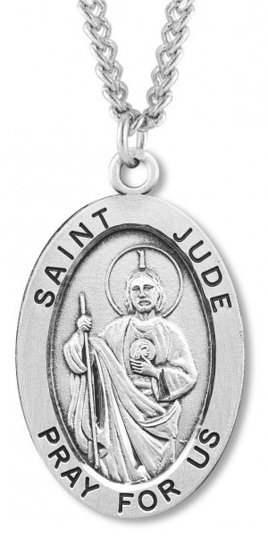 St. Jude Medal Sterling Silver - 20" 2.2mm Stainless Steel Chain with Clasp