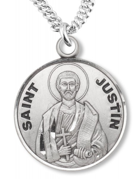 St. Justin Medal - 24" 3mm Stainless Steel Chain + Clasp