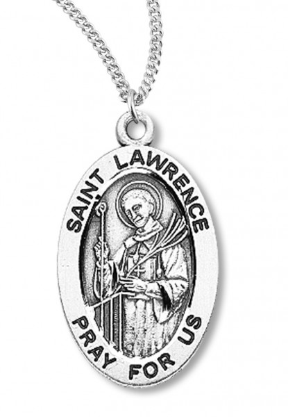 Boy's St. Lawrence Necklace Oval Sterling Silver with Chain - 20" 2.2mm Stainless Steel Chain with Clasp
