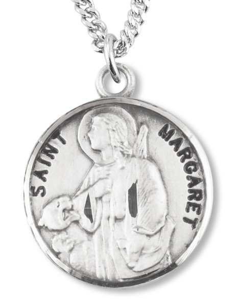 St. Margaret of Antioch Medal - 18" 1.8mm Sterling Silver Chain + Clasp