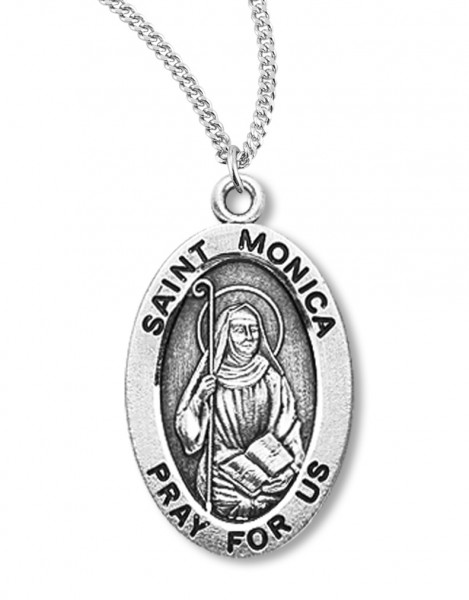 Women's St. Nicole Necklace Oval Sterling Silver with Chain Options - 20" 1.8mm Sterling Silver Chain + Clasp