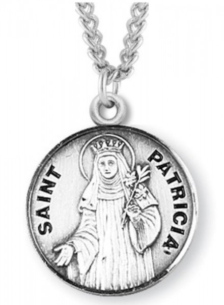 Women's St. Patricia Necklace Round Sterling Silver with Chain Options - 18" 2.2mm Stainless Steel Chain + Clasp