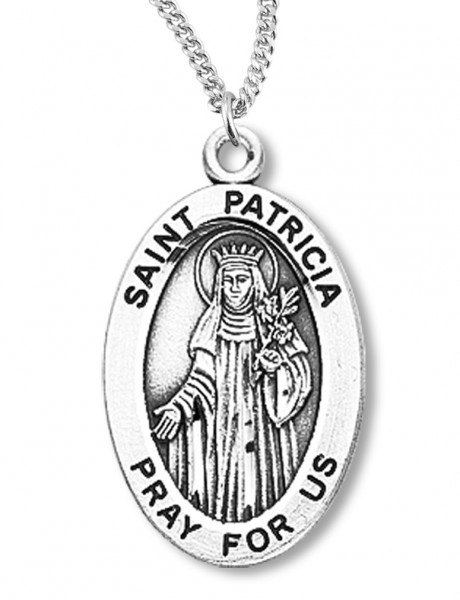 Women's St. Patricia Necklace Oval Sterling Silver with Chain Options - 18" 2.2mm Stainless Steel Chain + Clasp