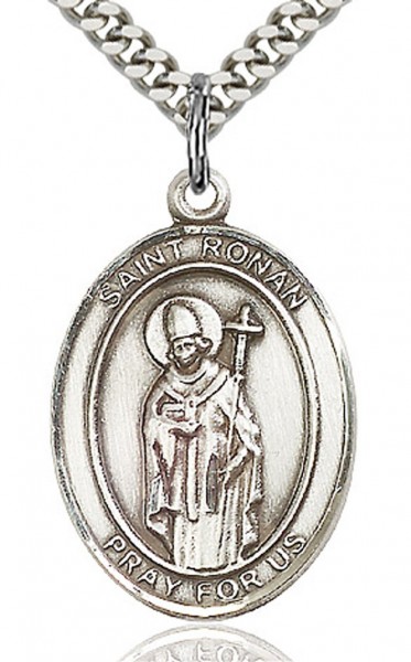 St. Ronan Medal, Sterling Silver, Large - 24" Sterling Silver Chain + Clasp