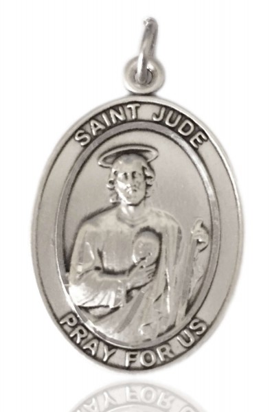Sterling Silver Oval St. Jude Thaddeus Pendant - No Chain