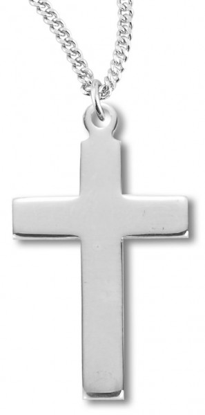 Women's High Polish Cross Necklace, Sterling Silver with Chain Options - 20" 2.2mm Stainless Steel Chain with Clasp