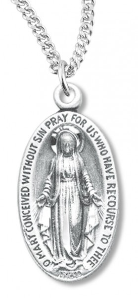 Women's Miraculous Necklace Oval, Sterling Silver with Chain Options - 20" 2.2mm Stainless Steel Chain with Clasp