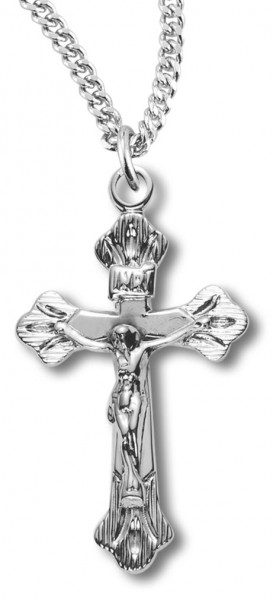 Women's Textured Tip Crucifix Necklace, Sterling Silver with Chain Options - 18" 1.8mm Sterling Silver Chain + Clasp