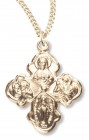 Women's 14kt Gold Over Sterling Silver Heart Center 4-way Necklace + 18 Inch Gold Plated Chain &amp; Clasp