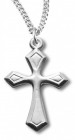 Women's Sterling Silver Beveled Edge Cross Necklace with Chain Options