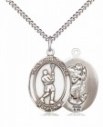 Boy's Pewter Oval St. Christopher Lacrosse Medal