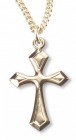 Women's 14kt Gold Plated Beveled Edge Diamond Pattern Cross Necklace + 18 Inch Gold Plated Chain &amp; Clasp