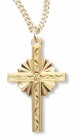 Women's 14kt Gold Over Sterling Silver Starburst Etching Cross Necklace + 18 Gold Plated Chain &amp; Clasp