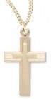 Women's 14kt Gold Over Sterling Silver Striped Etched Cross Necklace + 18 Inch Gold Plated Chain &amp; Clasp