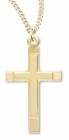Women's 14kt Gold Over Sterling Silver Stripe Tips Squared Edge Cross + 18 Inch Gold Plated Chain &amp; Clasp