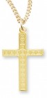 Men's 14kt Gold Over Sterling Silver Square in Square Design Cross + 24 Inch Gold Plated Endless Chain