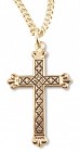Women's 14kt Gold Plated Blackened Diamond Accent Etched Cross + 18 Inch Gold Plated Chain