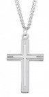 Men's Sterling Silver Cross Necklace with Etched Borders with Chain Options