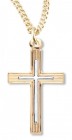 Women's 14kt Gold Over Sterling Silver Two-tone Cross on Cross Pendant + 18 Inch Gold Plated Chain &amp; Clasp