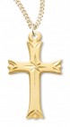 Women's 14kt Gold Over Sterling Silver Star Etched Center Cross Necklace + 18 Inch Gold Plated Chain &amp; Clasp