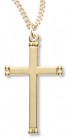 Women's 14kt Gold Over Sterling Silver Bead Shape Tip Cross Necklace + 18 Inch Gold Plated Chain &amp; Clasp