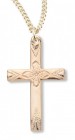 Women's 16kt Gold Over Sterling Silver High Polish Floral Cross Necklace + 18 Inch Gold Plated Chain &amp; Clasp
