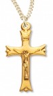 Women's 14kt Gold Plated Contemporary Crucifix Pointed Tips + 18 Inch Gold Plated Chain &amp; Clasp