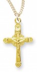 Women's 14kt Gold Over Sterling Silver Ornate Crucifix Pendant + 18 Inch Gold Plated Chain &amp; Clasp