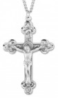 Men's Sterling Budded Edge Silver Crucifix Necklace with Chain Options
