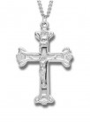 Women's Sterling Silver Polished Budded Crucifix Necklace with Chain