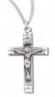 Women's Sterling Silver Crucifix Necklace with Floral Design with Chain Options