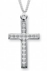 Men's Sterling Silver Cross Necklace with Cubed Etching with Chain Options