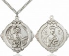 Double-Sided Pewter Sacred Heart of Jesus Necklace