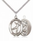 Girl's Pewter Oval St. Christopher Figure Skating Medal