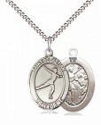 Girl's Pewter Oval St. Sebastian Figure Skating Medal