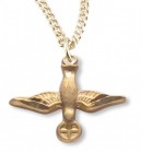 Women's 14kt Gold Over Sterling Silver Dove and Holy Host Necklace + 18 Inch Gold Plated Chain &amp; Clasp