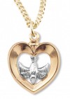 Women's 14kt Gold Over Sterling Silver Two-tone Cut Out Heart Dove Center + 18 Gold Plated Chain &amp; Clasp