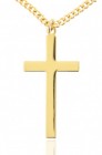 Men's High Polish Classic Plain 16k Gold Plated Cross Necklace