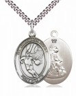 Men's Pewter Oval Guardian Angel Basketball Medal
