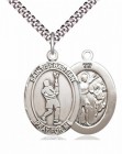 Men's Pewter Oval St. Sebastian Lacrosse Medal