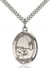 Men's Sterling Silver Oval St. Sebastian Fishing Medal