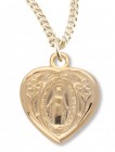 Women's 14kt Gold Over Sterling Silver Miraculous Heart Necklace + 18 Inch Gold Plated Chain &amp; Clasp