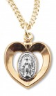 Women's 14kt Gold Plated Two Tone Cut Out Heart Miraculous Necklace + 18 Inch Gold Plated Chain &amp; Clasp