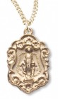 Women's 14kt Gold Over Sterling Silver Floral Accented Miraculous Necklace + 18 Inch Gold Plated Chain &amp; Clasp
